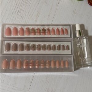 Static Nails Pop On Manicure 3 sets Fetish, Taupe, Rose & polish remover